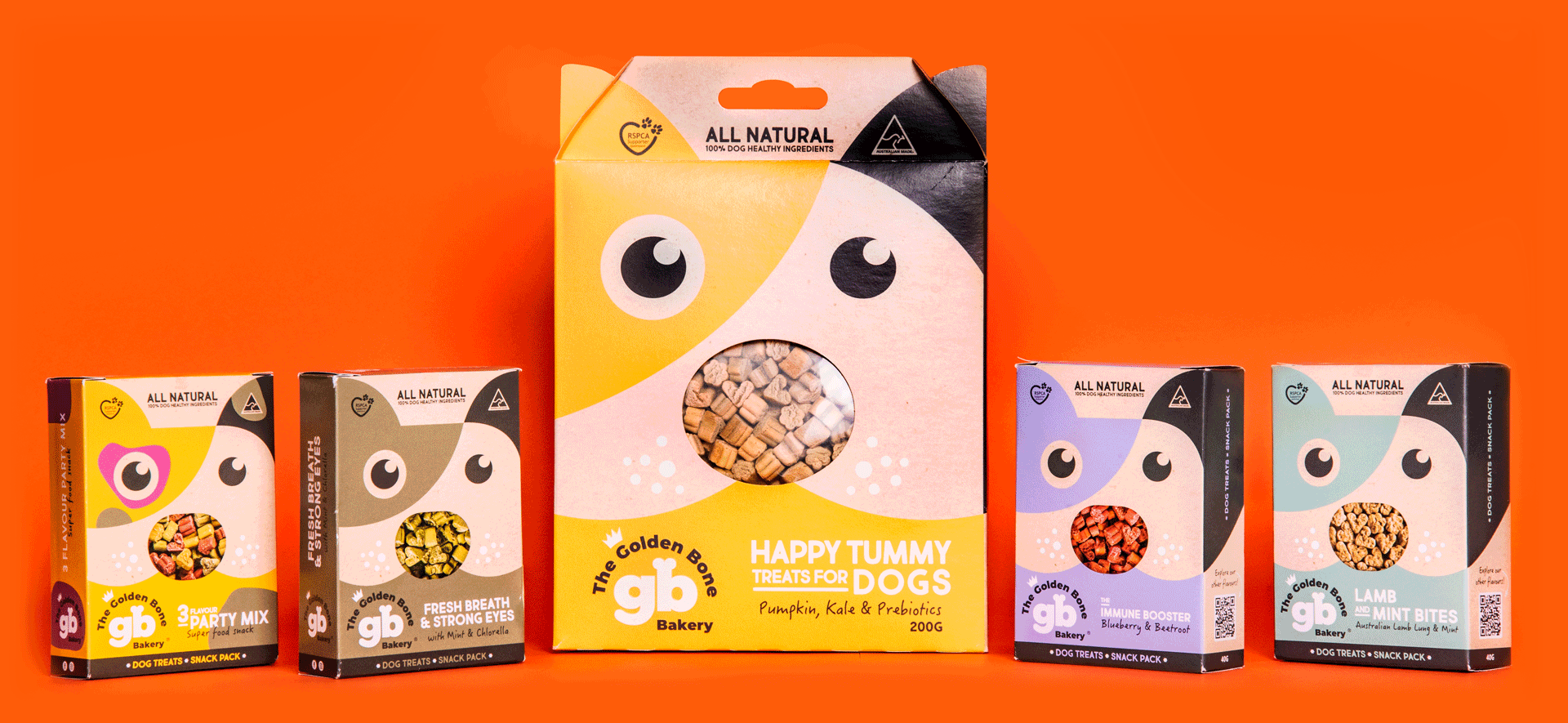 Golden bone dog treat packaging design